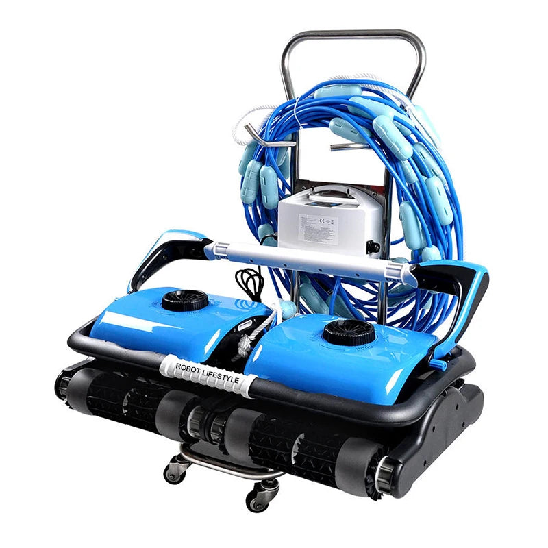 Swimming Pool Robot Automatic Cleaner 40m Floating Cable Washer Wall Step and Floor,Bluetooth and Remote Controller,for Big Pool