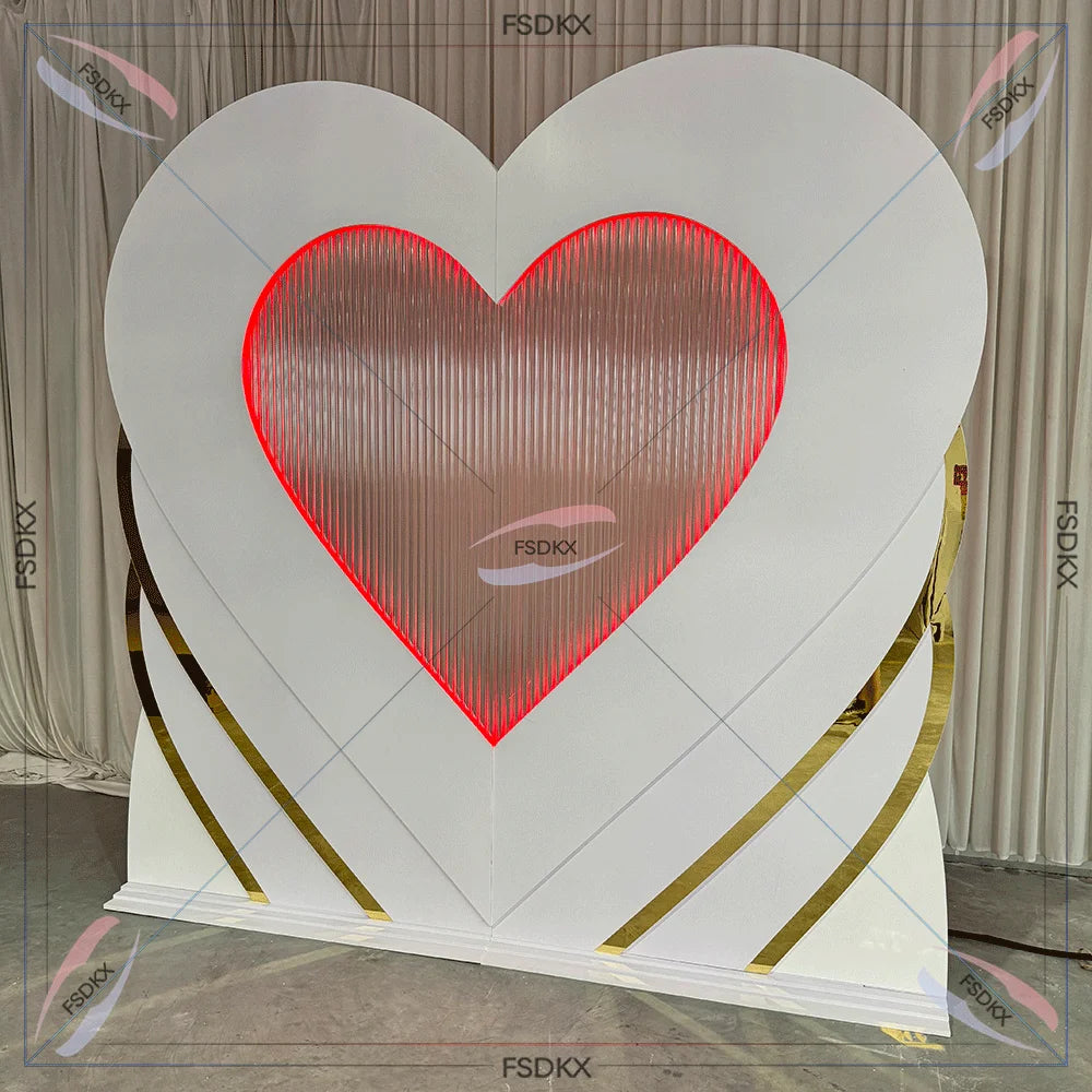 FSDKX Promotional Amazing Design lasercut acrylic backdrop heart shape waterfall led backdrop stand