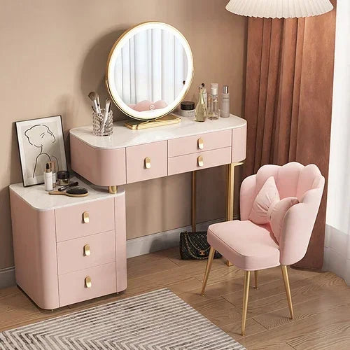 Storage Luxury Dressing Table White Makeup Mirror Chair Dressing Table European Luxury Penteadeira De Maquiagem Furniture Makeup