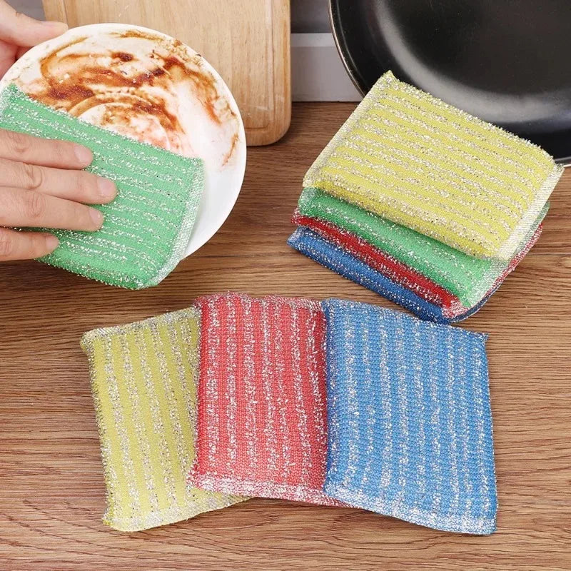 Sponge Rags Steel Wire Non-oil Brush Rag Reusable Double Sided Cleaning Cloth Dishrag Dishcloth Kitchen Cloths Towels Products