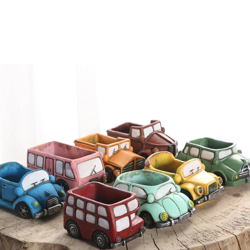 Car Flowerpot Silicone molds Car bus Design Garden plant potted Concrete Pot Mold Homemade Cement flowerpot mold tools