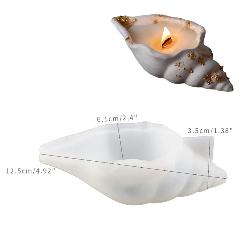 Conch Candle Jar Silicone Mold DIY Handmade Storage Box Plaster Resin Concrete Flower Pot Casting Molds Home Decor Craft Gifts