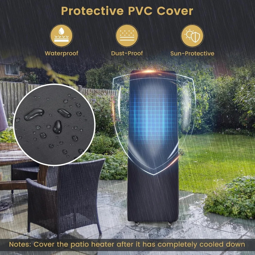 41,000 BTU Outdoor Heaters for Patio - Propane Patio Heater, Outside Space Heater with Protective Cover, Wheels & Adjustable