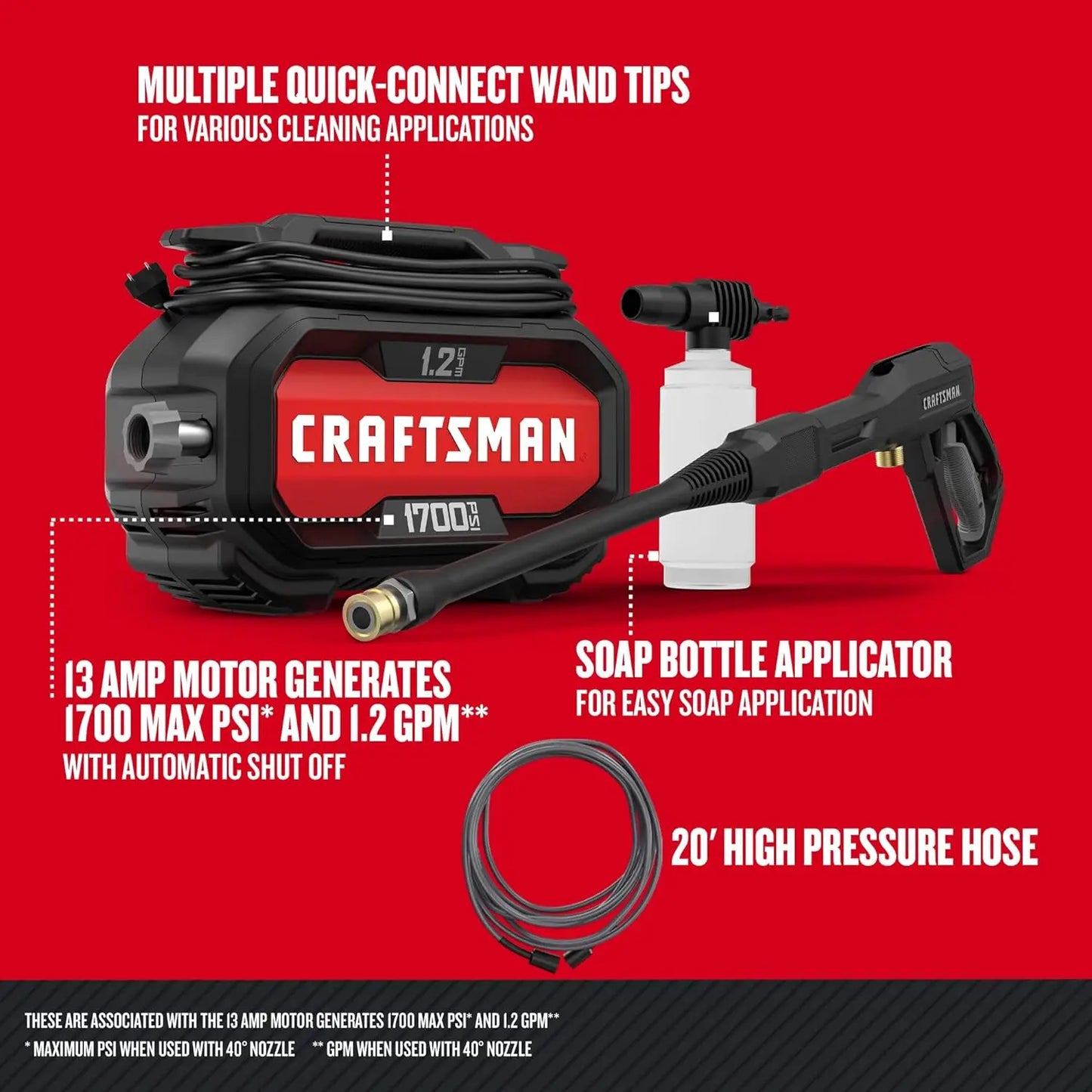 Craftsman Electric Pressure Washer Cold Water 1700-PSI 1.2-GPM Corded