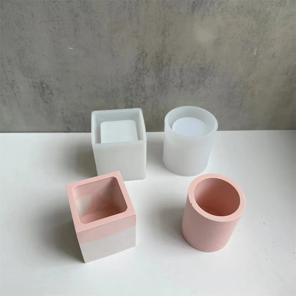 1/2PCS Vase Silicone Mold Concrete Aromatherapy Plaster Flower Pot Molds Candle Jar Epoxy Resin Storage Box Mould Handmade