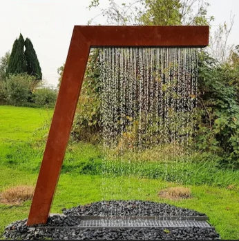 Steel Curtain of Rain Garden Waterfall Fountain