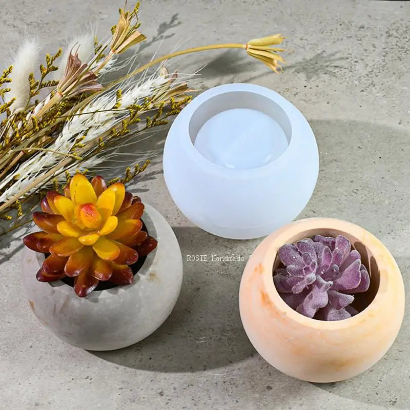 Large Circular Cement Flowerpot Silicone Mold Diy Aromatherapy Storage Box Gypsum Mold Garden Flowerpot Concrete Mold