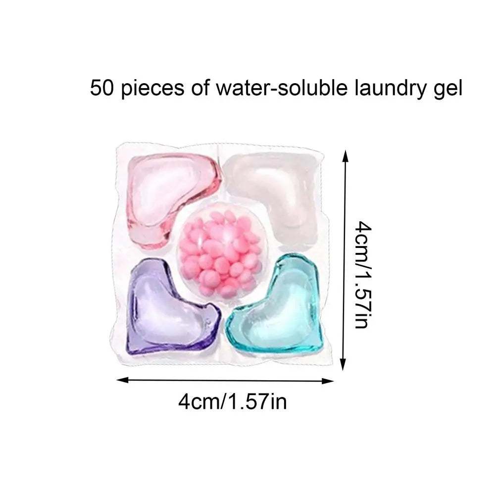 Laundry Detergent Beads 50pcs Water-Soluble Laundry Gel Pods Detergent Lasting Fragrance Laundry Detergent Ball Multifunctional