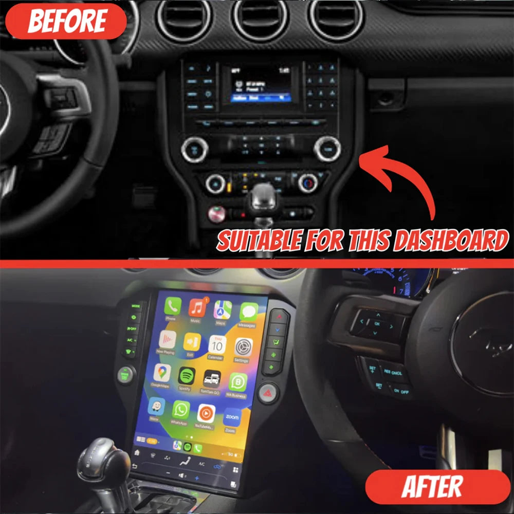 14.5" Car Radio For Ford Mustang 2015-2023 Large Screen Display RHD and LHD Upgrade Retrofit Multimedia GPS Carplay Android Auto