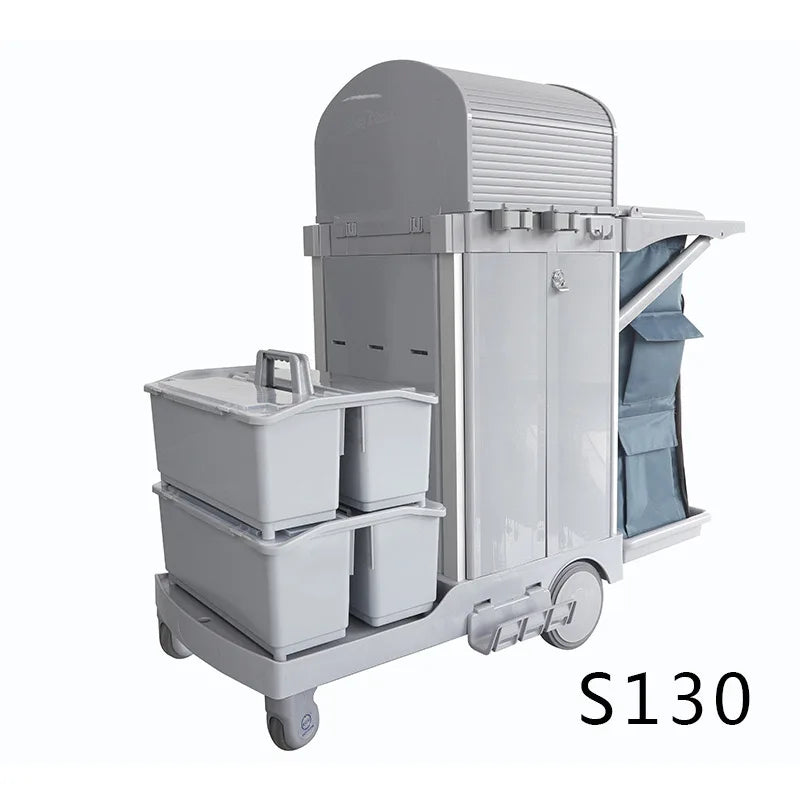 Wholesale Restaurant Service Multifunction Hotel Plastic Housekeeping Serving Folding Cleaning Trolley Janitorial Cart