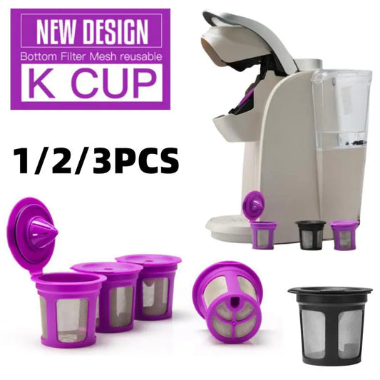 1/2/3pcs Refillable Coffee Filter Cup Reusable Coffee Pod Filled Capsule Compatible With Keurig K-Cup Coffee Makers Kitchen Tool