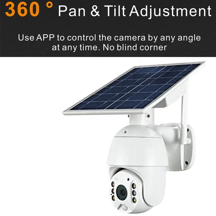 Outdoor Camera Night and Day with Solar Panel Ptz Ip Camera 4mp Wireless CCTV Security Ip Camera PIR + Radar Dual Detection CMOS