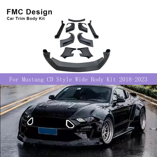 For Mustang High Quality CD Style Wide Body Kit for Ford Mustang Tuning Aerodynamic Performance Kit Front Bumper Lip Spoiler