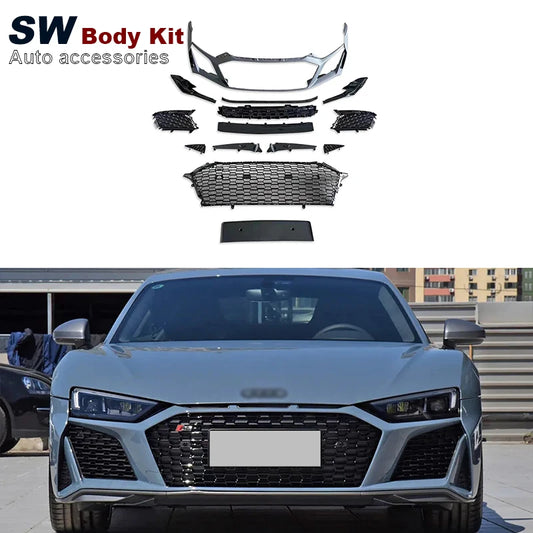 New Style R8 Front Bumper For Audi R8 2016-2022 Upgrade Modification Front Bumper Facelift Auto Parts Performance Kit