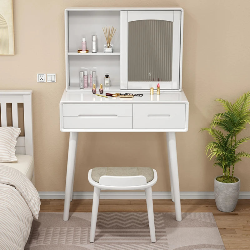 Desings Wood Dressing Table Drawers Storage Mirror Side Dressing Table Chair Luxury Coiffeuse De Chambre Bedroom Furniture