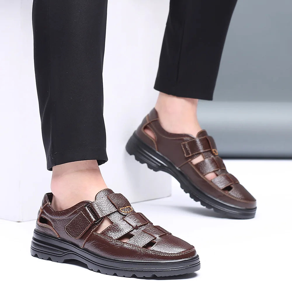 38-48 Men Soft Sandals Comfortable Men Summer Shoes Leather Sandals Big Size 48 Sandals Men Roman Breathable Men Casual Shoes