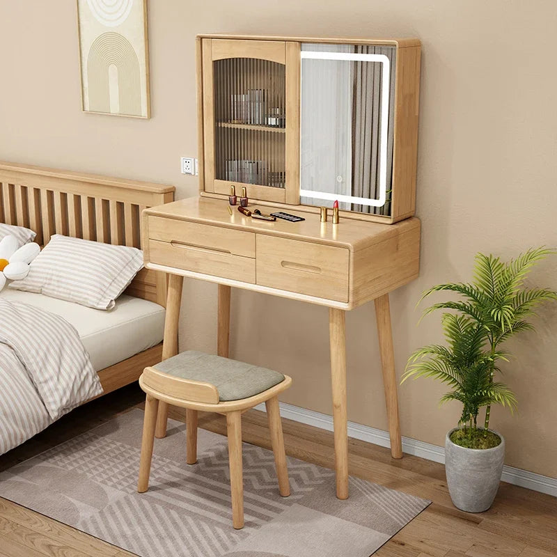 Desings Wood Dressing Table Drawers Storage Mirror Side Dressing Table Chair Luxury Coiffeuse De Chambre Bedroom Furniture