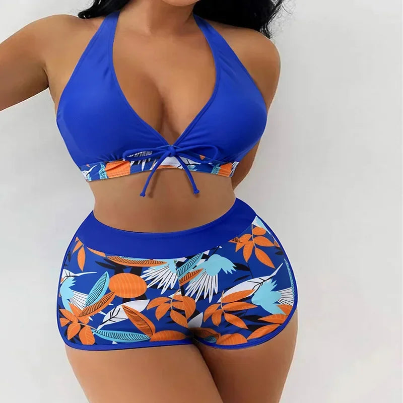 Swimwear Women Split Body Swimsuit 2-piece Set Lace Up Underwear High Waisted Flat Corner Pants Beachwear Spring Summer 2024