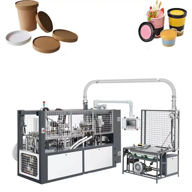 Fully Automatic Disposable Big White Paper Soup Storage Cups Yogurt Containers Paper Food Bowl Making Machine for Sale