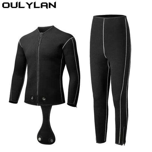 Oulylan 5mm 7mm Men's Camouflage Wetsuit Hooded 2 Pieces Swimsuit Spearfishing Kayak Underwater Hunting Scuba Diving Supplies