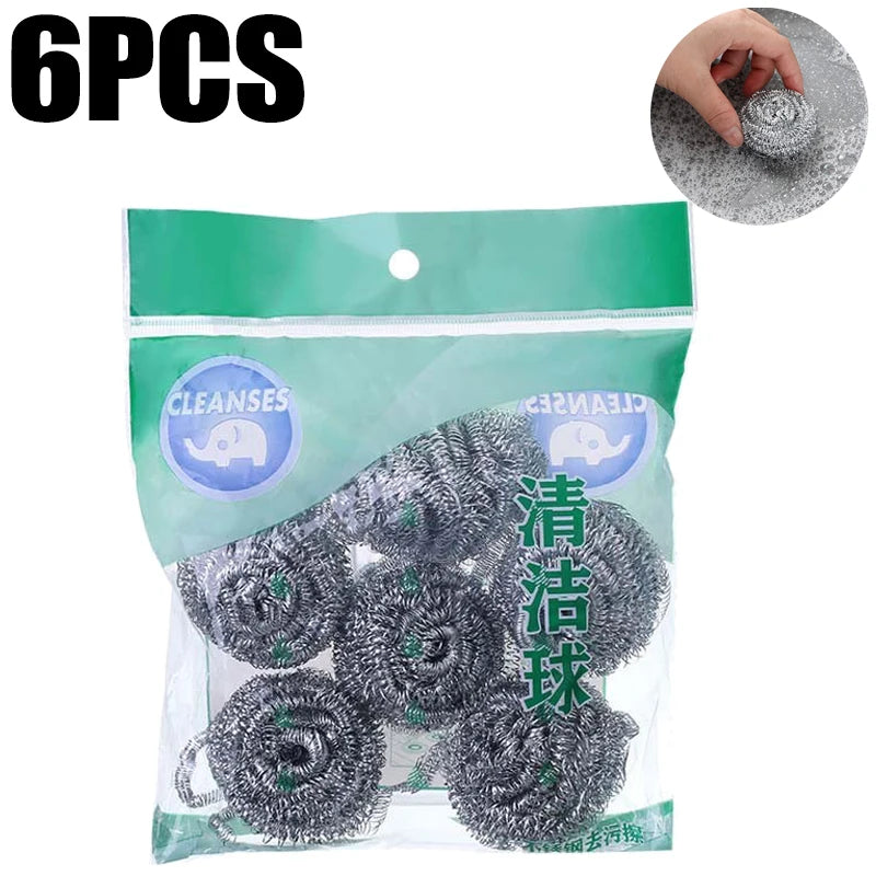 Steel Wire Cleaning Ball Brushes Household Cleaning Products Dishwashing Sponges with Wire Kitchen Tools Remove Rust and Burnt