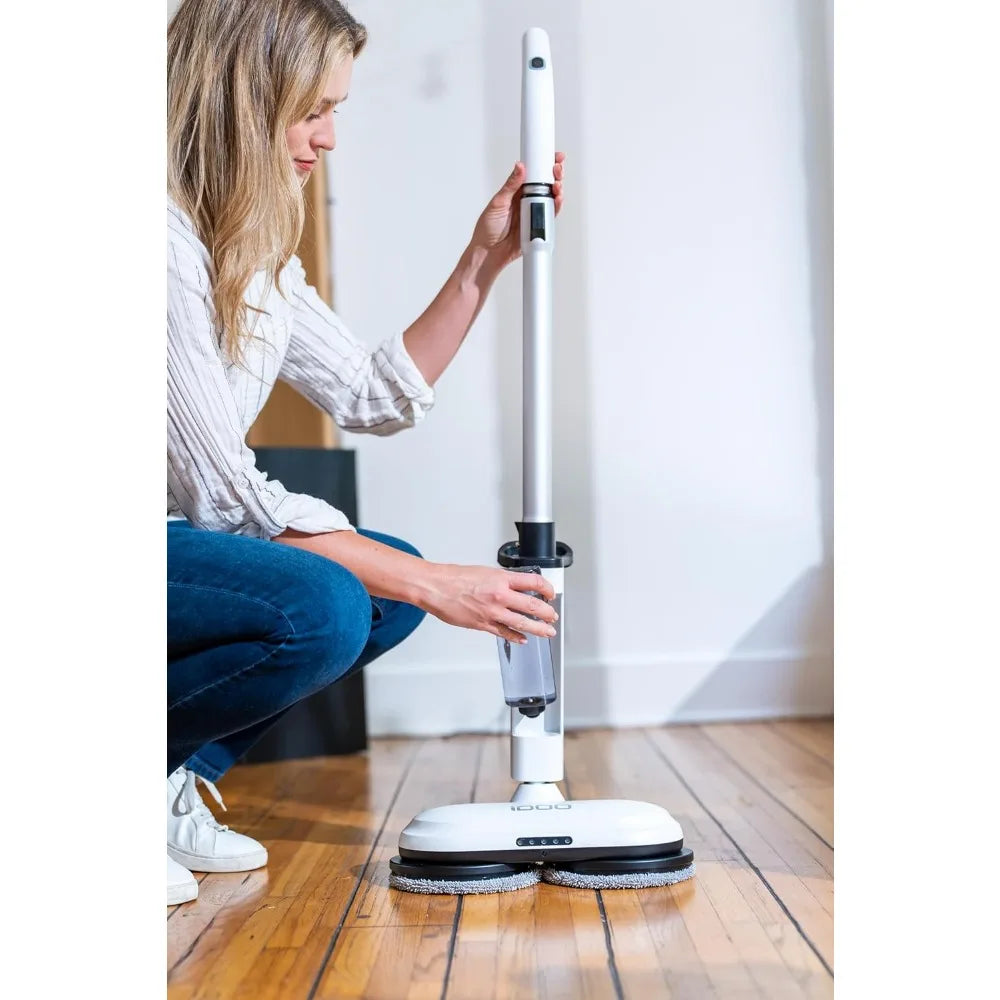 iDOO Cordless Electric Mop, Dual-Motor Electric Spin Mop with Detachable Water Tank & LED Headlight, Electric Floor Spray Mop