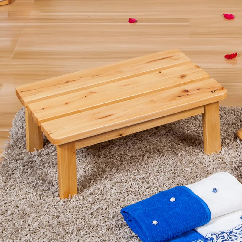 waterproof no-slip shower mat bench wooden foot rest