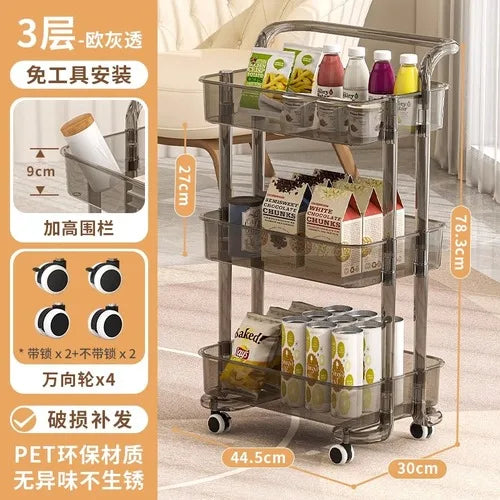 Kitchen Storage Trolley Organizer Plastic Housekeeping Candy Kitchen Cart Grocery Service Carrito Plegable Con Ruedas Furniture