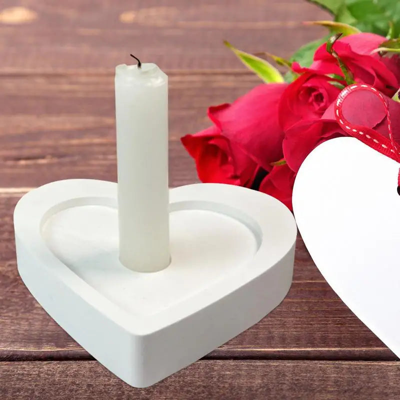 Heart Shape Candlestick Plaster Silicone Mold Candle Holder Concrete Cement Mold DIY Handmade Resin Craft Mould Home Decoration