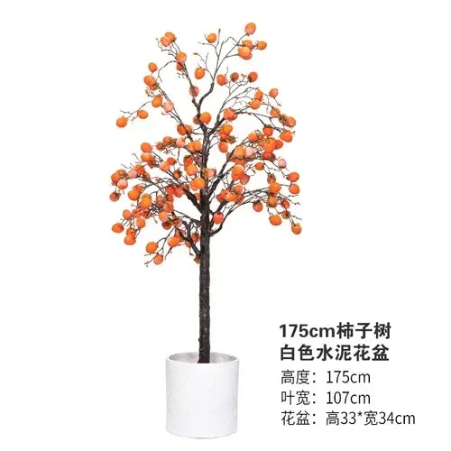 Simulation Persimmon Holly Fake Tree Fake Flower Potted Green Plant Indoor Living Room Window Decorative Ornament