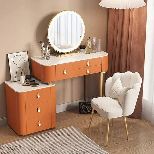 Storage Luxury Dressing Table White Makeup Mirror Chair Dressing Table European Luxury Penteadeira De Maquiagem Furniture Makeup