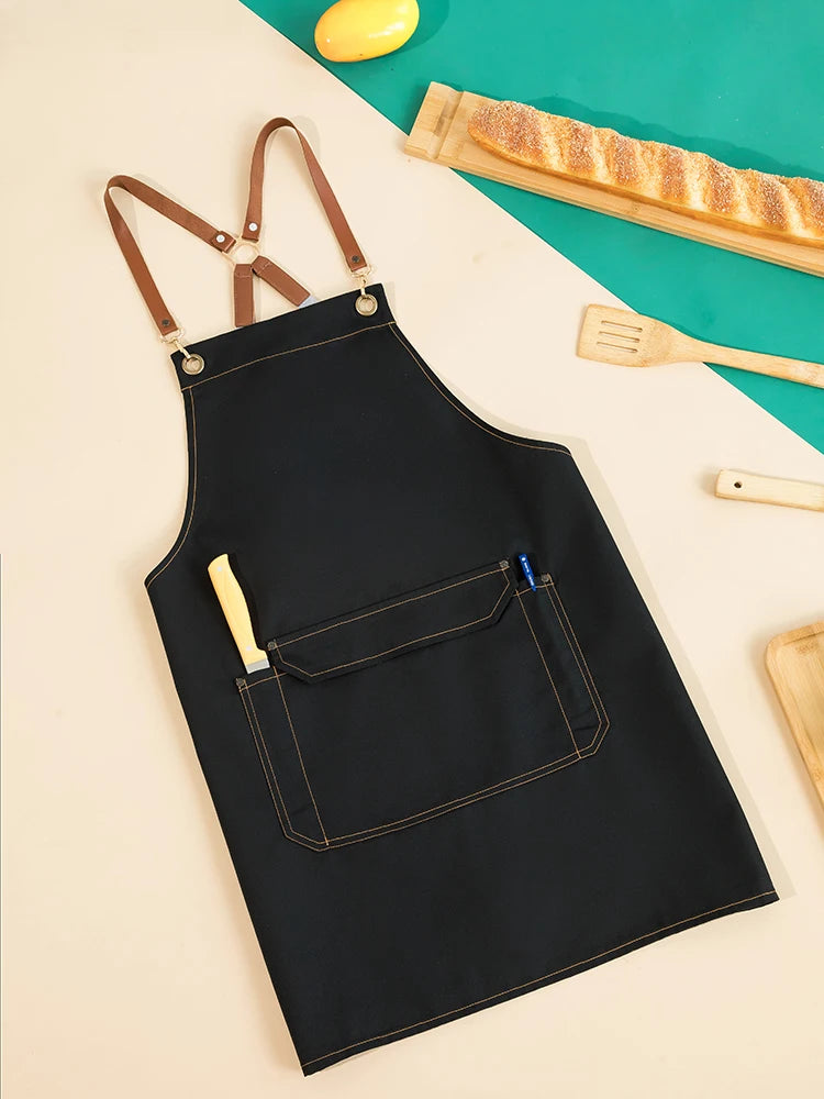 Korean Fashion Canvas Apron Antifouling Dirt Resistant Chef Waiter Kitchen Aprons Home Business Cleaning Tools for Women and Man