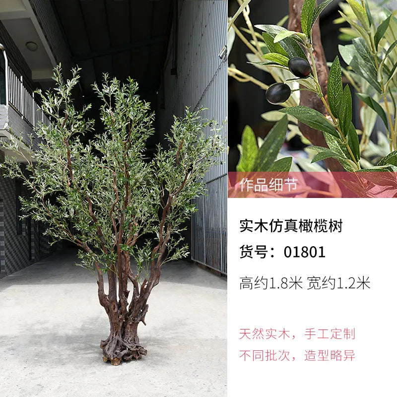 Solid Wood Artificial Dried Olive Tree Decoration Interior Decoration Floor Living Room Decoration Green Plant
