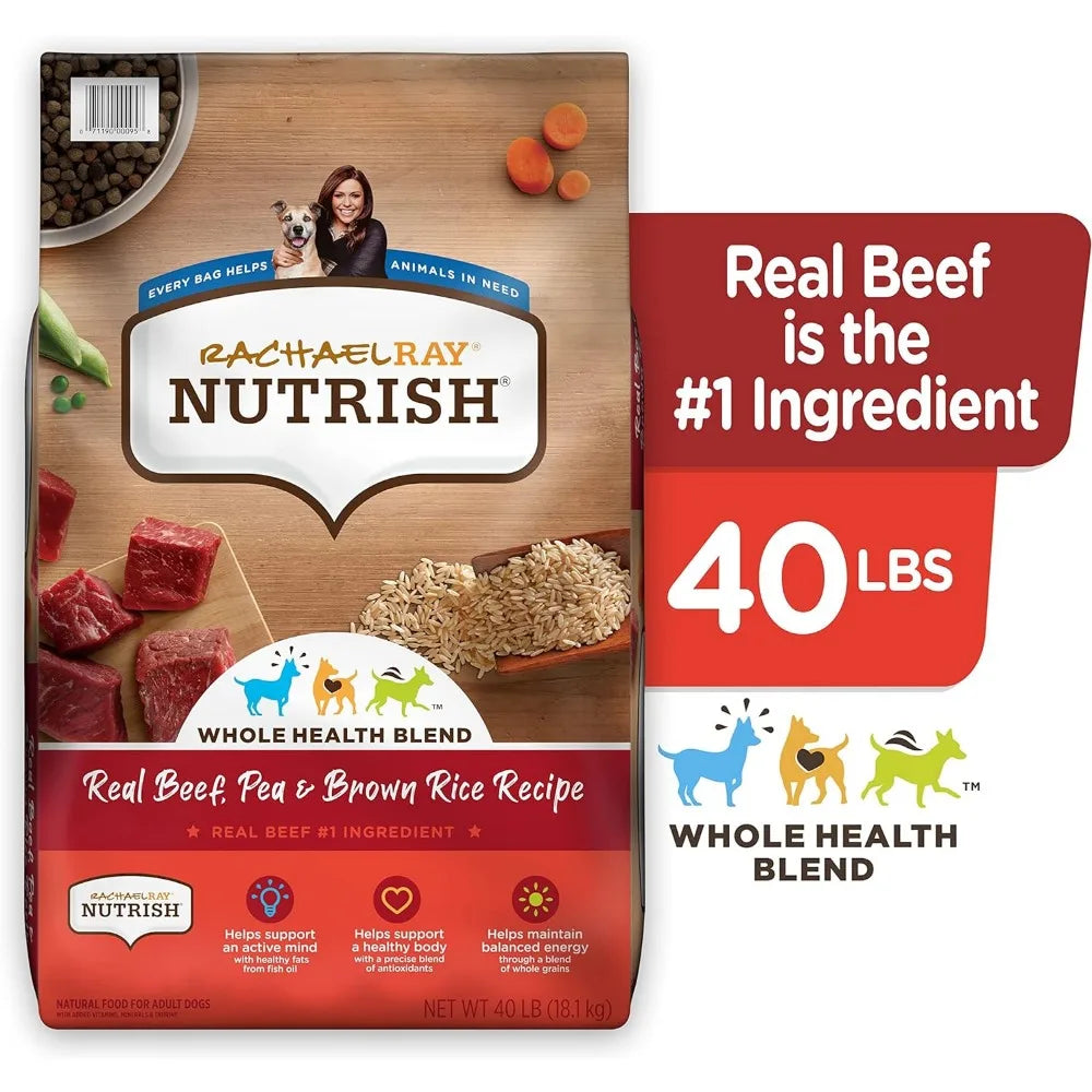 Rachael Ray Nutrish Premium Natural Dry Dog Food, Real Beef, Pea, & Brown Rice Recipe, 40 Pound Bag (Packaging May Vary)