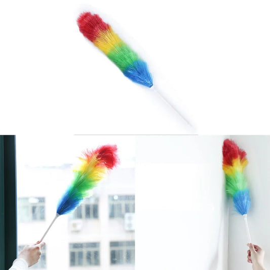 1/3pcs Household Rainbow Dust Duster Practical Plastic Feather Duster Telescopic Handle Sweeping Brush Cleaning Product Tool