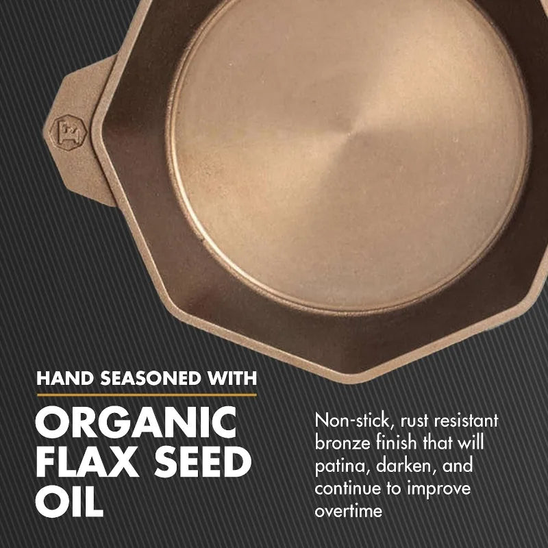 FINEX 10" Cast Iron Skillet with Lid, Modern Heirloom, Handcrafted in the USA, Pre-seasoned with Organic Flaxseed Oil