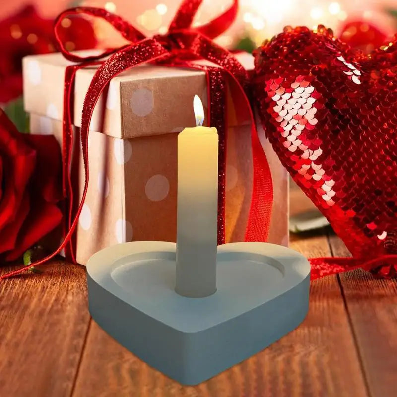 Heart Shape Candlestick Plaster Silicone Mold Candle Holder Concrete Cement Mold DIY Handmade Resin Craft Mould Home Decoration