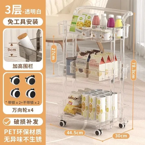 Kitchen Storage Trolley Organizer Plastic Housekeeping Candy Kitchen Cart Grocery Service Carrito Plegable Con Ruedas Furniture