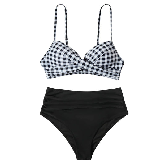 Swimsuit Women High Waisted Bikini 2024 Criss Cross Bikini Set Leopard Print Beachwear Bathing Suit Push Up Swimwear