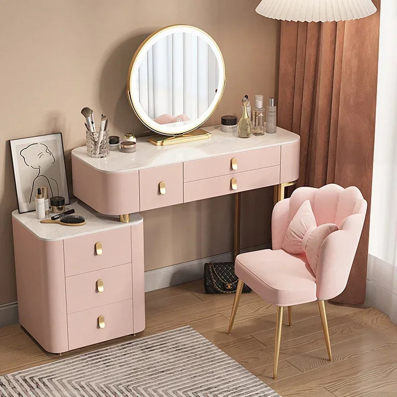 Storage Luxury Dressing Table White Makeup Mirror Chair Dressing Table European Luxury Penteadeira De Maquiagem Furniture Makeup