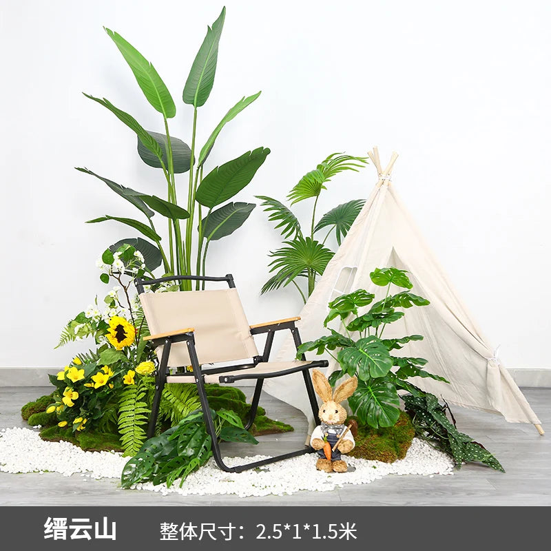 Simulation of green plant landscaping camping combined balcony landscape indoor fake green plant window decoration stair corner