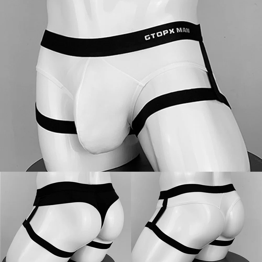 Men's Jockstrap Breathable Underwear Backless Bulge Pouch Briefs Underpants Thong Hollow Sensual Bikini Lingerie Knickers Hombre