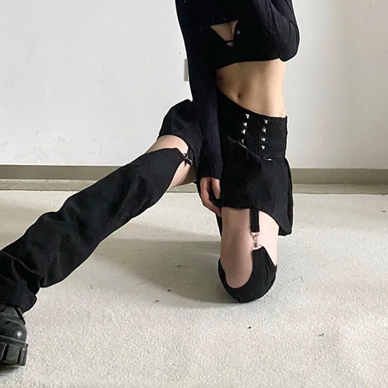 Goth overalls mini skirt y2k detachable loose mini skirt summer vintage street women's skirt korean style casual dress punk 2022