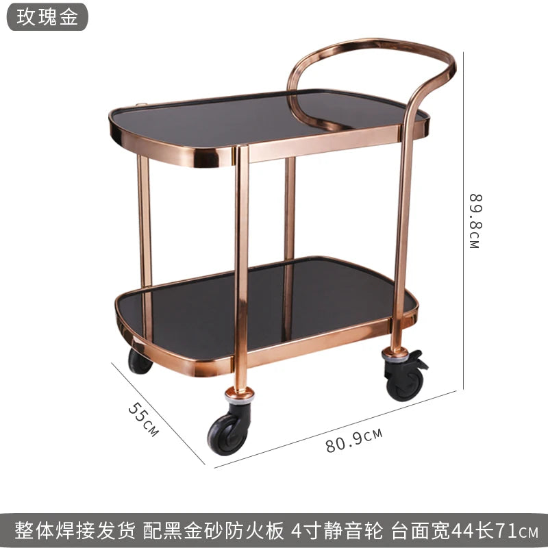 Stainless Basket Cart Drink Trolley Luxury Hotel Cleaning Tool Metal Wheels Mini Housekeeping Bar por mayor Rotating Serving