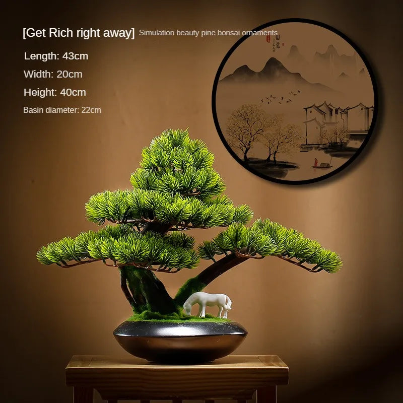 Simulation Welcome Pine Bonsai Plants Small Tree Flower Pots Fake Plants Bedroom Table Decoration Flower Pots Garden Decoration