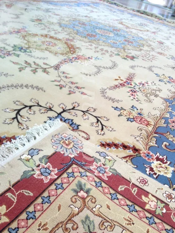 9'X12' 160 Line Hand-knotted Wool and Silk Oriental Persian Rug handmade persian carpet