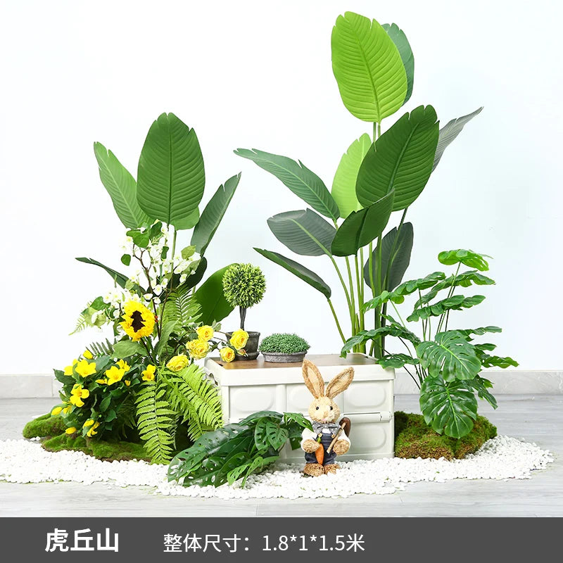 Simulation of green plant landscaping camping combined balcony landscape indoor fake green plant window decoration stair corner