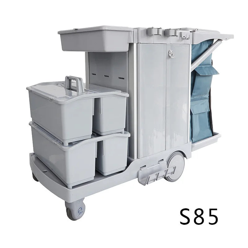 Wholesale Restaurant Service Multifunction Hotel Plastic Housekeeping Serving Folding Cleaning Trolley Janitorial Cart