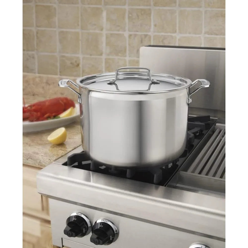 Stainless Steel Pot Stockpot W/Cover Cast Iron Cookware Stainless 12-Quart Skillet Kitchen