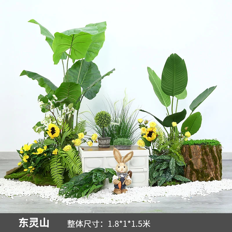 Simulation of green plant landscaping camping combined balcony landscape indoor fake green plant window decoration stair corner